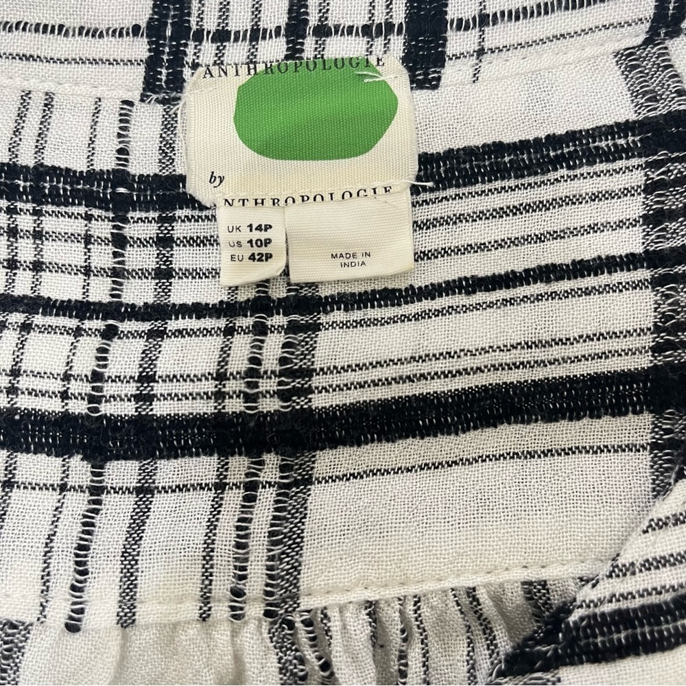 Anthropologie Plaid Belted Wool Blend Button Down Tunic Top Size 14P - Picture 5 of 7